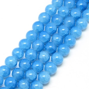 1 Strand Medium Blue Marbled 8mm Round Crackle Glass Beads abt 100 pcs CGB 614