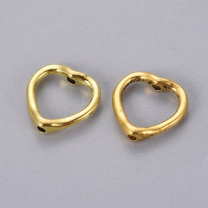 10pcs Bright Gold Heart Bead Frames 14mm Bead Frames BF22-008