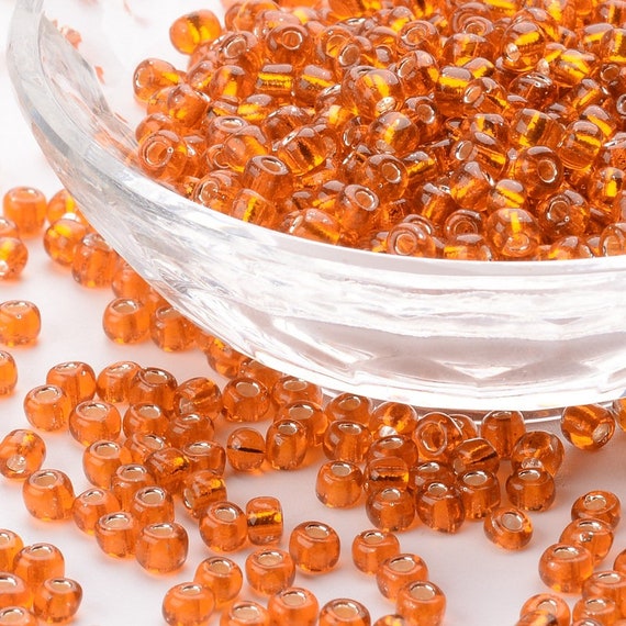 40 grams Orange Waistline Glass 6/0 Seed Beads, 4mm round Silver Lined  Hole; Waist Beads Tummy Beads beads SB0103