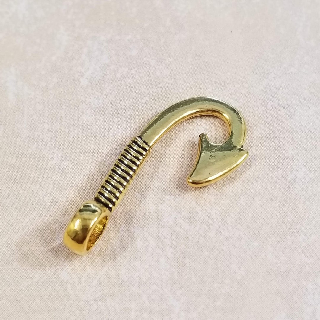 5 Large Fish Hook Clasps for Leather and Cord Work 30x14mm With a 5mm I