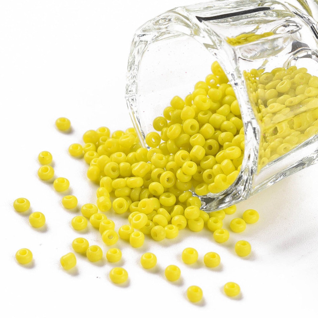 Yellow Glass Seed Beads 40 Grams Opaque Yellow Seed Beads Etsy