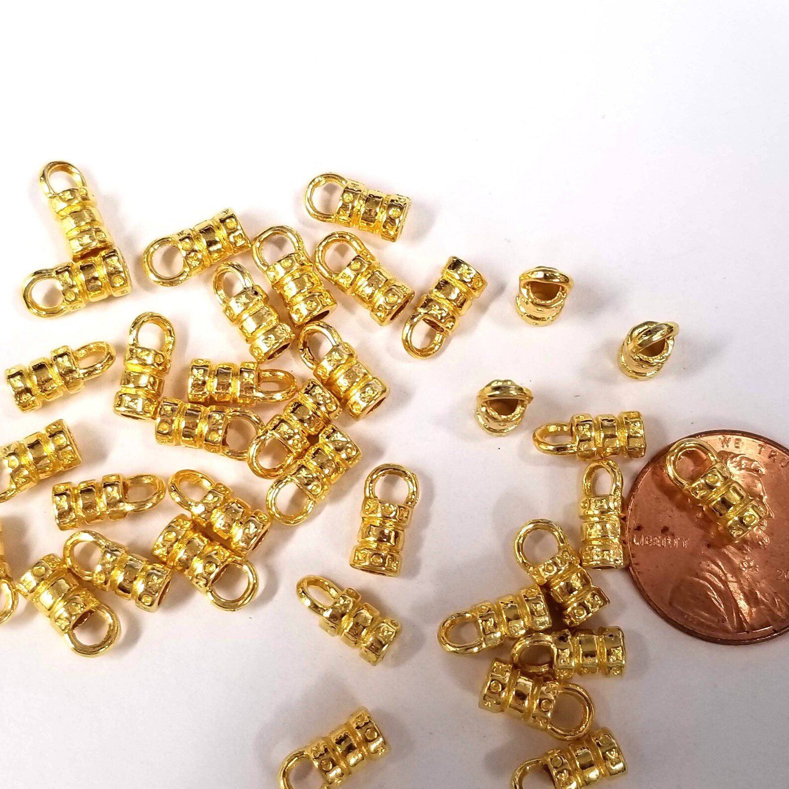 40 Cord End Bright Gold Cord Ends With 3.5mm Loop 2mm I.D. Etsy