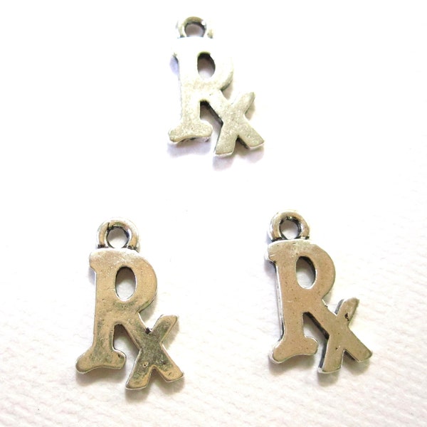 8 Silver Plated Metal Pharmacist Charms 15x9mm C9120