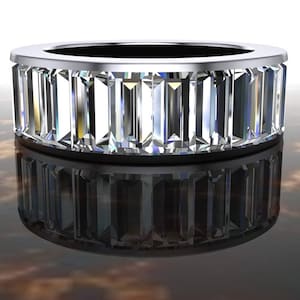 Diamond Engagement Ring in Platinum, All Diamond Wide Band, Also Wedding or Anniversary Ring