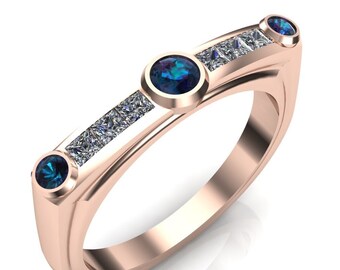 Alexandrite Engagement Ring | June Birthstone Ring in Rose Gold | Natural Alexandrite & Diamonds | "Copernicus"