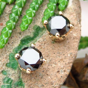 Black Diamond Screw Back Studs, Platinum or 14k Gold Screw Back Earrings with Black Diamonds, White Gold or Yellow Gold Screwbacks