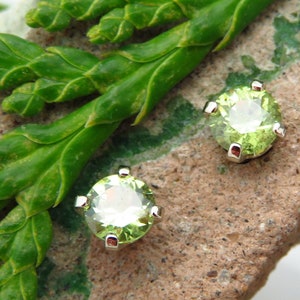 Demantoid Garnet Earrings: Solid 14k Gold or Platinum Studs with Green Garnet | Gemstone Jewelry for Men or Women | Made in Oregon