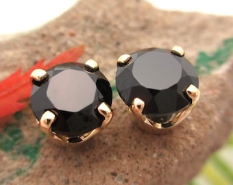Black Spinel Earrings: Solid 14k Gold, Platinum, or Sterling Silver Studs | Everyday Jewelry for Men or Women | Made in Oregon