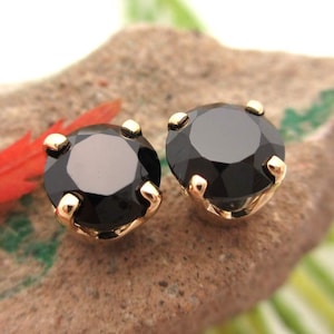 Black Spinel Earrings: Solid 14k Gold, Platinum, or Sterling Silver Studs | Everyday Jewelry for Men or Women | Made in Oregon