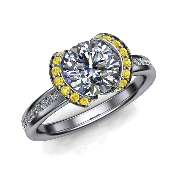 Pantheon Princess/Square Half Bezel Cathedral Ring – FIRE & BRILLIANCE