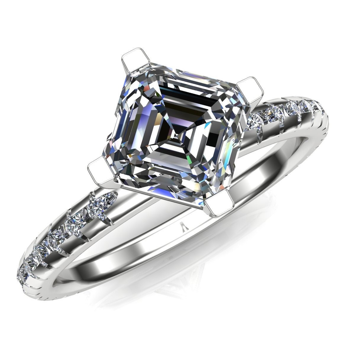 1 Carat Lab Asscher Pavé Ring
