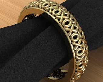 Wedding Ring in 14k White or Yellow Gold | Filigree Design | XOXO Pattern