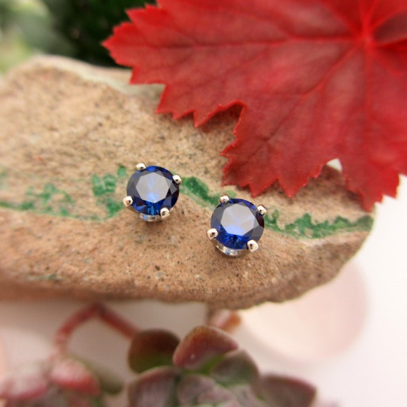 Lab created blue sapphire earrings deals