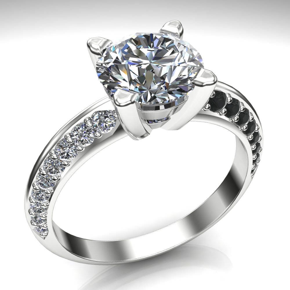Diamond Engagement Ring 1 1 2 Carat Diamond in Triangular Band