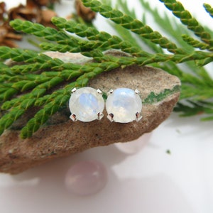 Blue Moonstone Stud Earrings in Gold Silver Platinum With - Etsy
