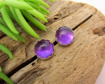 Amethyst Earrings: Purple Silver Stud Earrings | Dark Academia Jewelry | Comfortable Women's or Men's Earrings | Made in Oregon