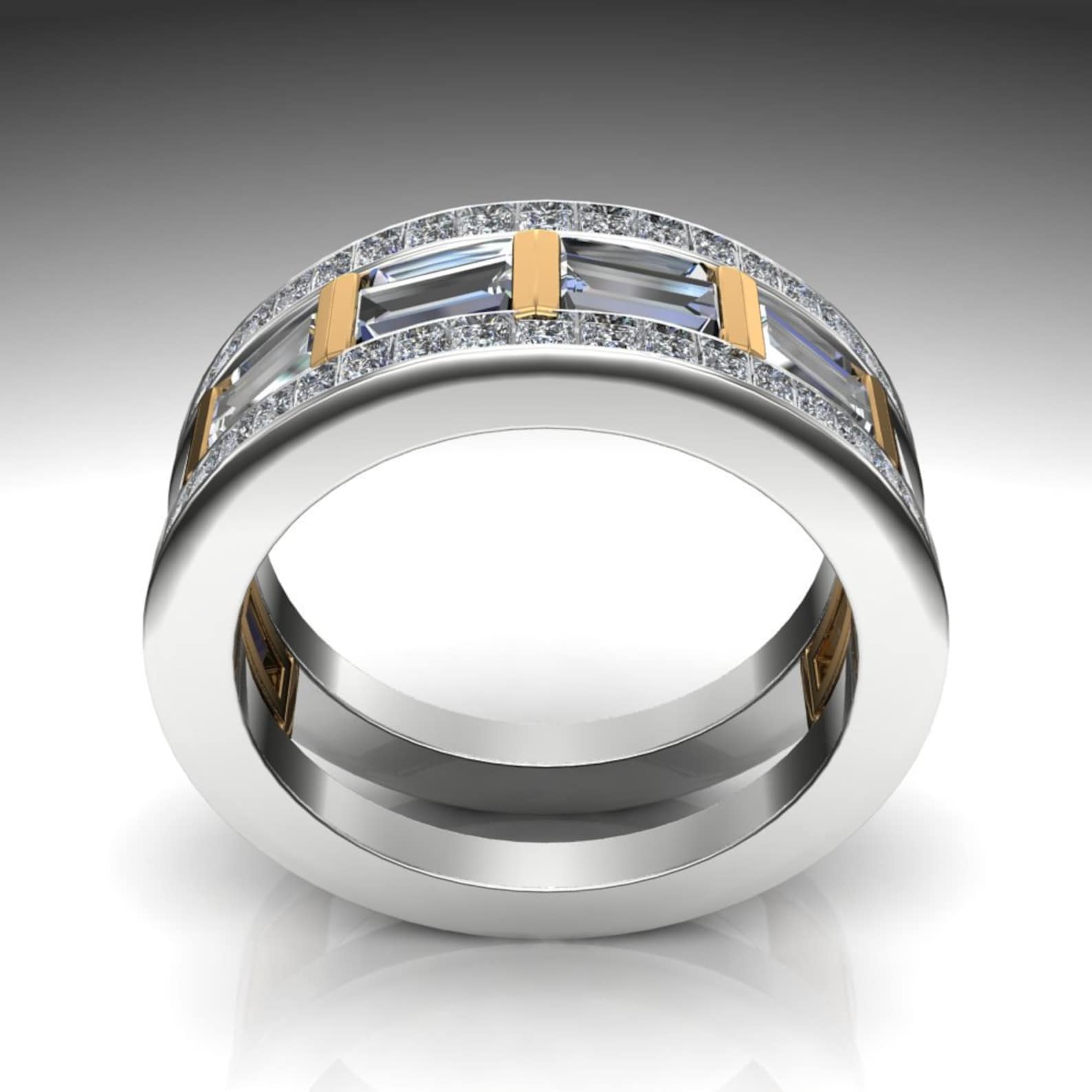 Gay Engagement Ring Men's Ring With Caged Baguette Etsy