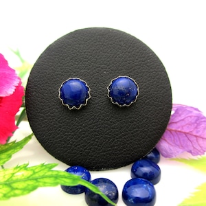 Lapis Lazuli Earrings: 14k Rose, White, or Yellow Gold | Sterling Silver | Royal Blue Stud Earrings | Made in Oregon