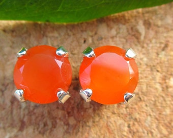 Carnelian Screw Back Earrings: Platinum or 14k Gold Studs | Real Solid Gold or Platinum Fine Jewelry | Oregon Made