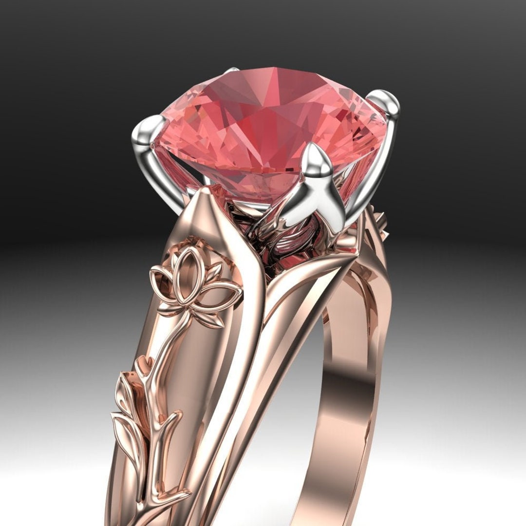 Lotus Flower Engagement Ring | 14 Rose Gold or Platinum Band With ...