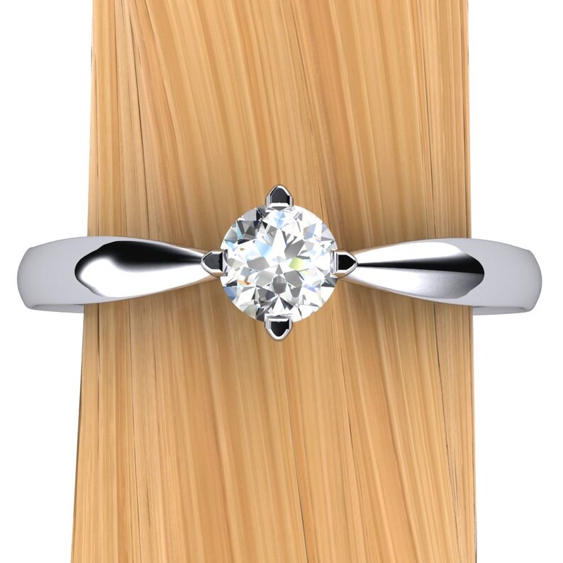 Affordable Platinum Diamond Engagement Ring Round Solitaire | Etsy