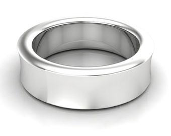 Men's Wedding Band | Wide Concave Wedding Ring | USA Custom Made, Engraved