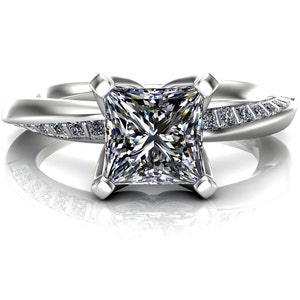 Princess Diamond Mobius Engagement Ring | Platinum or 14k Gold Twist Band | &quot;Eternal&quot;