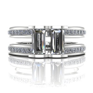 Men's Gay Engagement Ring Two-Stone Diamond Ring Double Band image 5