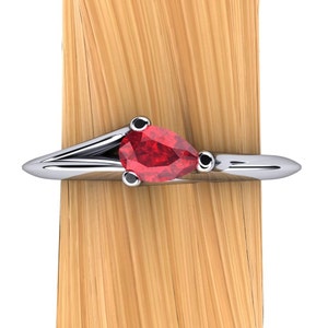 Ruby Ring in Platinum | Pear Shape Natural Genuine Ruby Ring