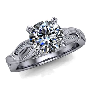 1 Carat Flawless FL Diamond Engagement Ring in Platinum - Asymmetrical