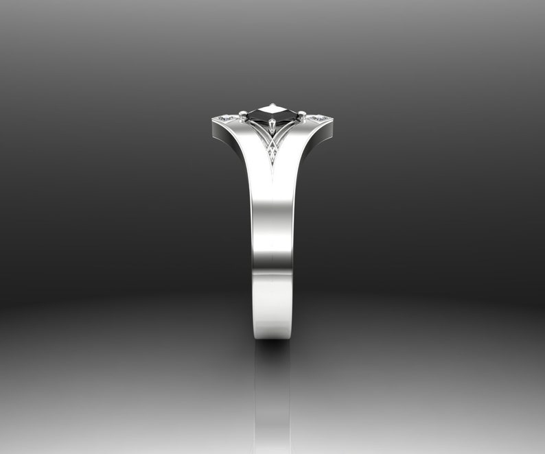 Masculine Engagement Ring Art Deco Design With Black and Etsy