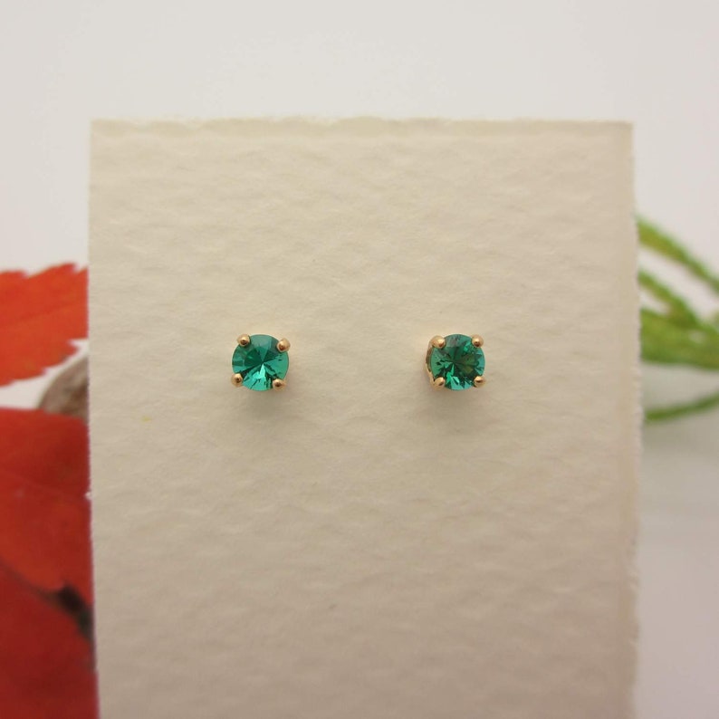 Emerald Screw Back Studs Platinum, 14k White Gold, 14 Yellow Gold Screwbacks 3mm, 4mm, 5mm, 6mm Earrings with Lab Grown Emeralds image 5