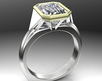 2.5 Carat Emerald-Cut Diamond Engagement Ring, Egyptian/Art Deco Design