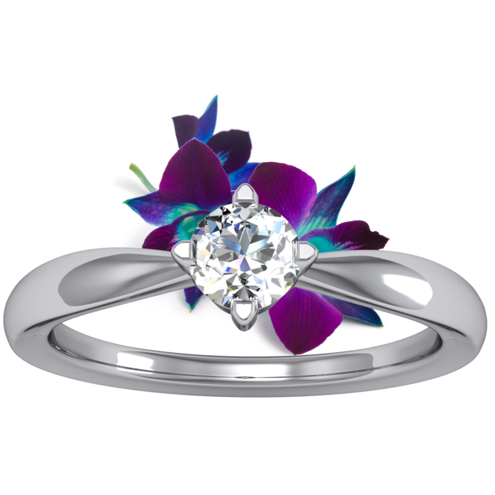 Affordable Diamond Engagement Ring, Solitaire With 14k Recycled Gold ...