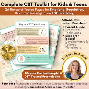 CBT Handouts Bundle,Therapist worksheets Kids Teens CBT Toolkit,Therapy Resource Psychologist Tools CBT Coping Skills Editable pdf Templates
