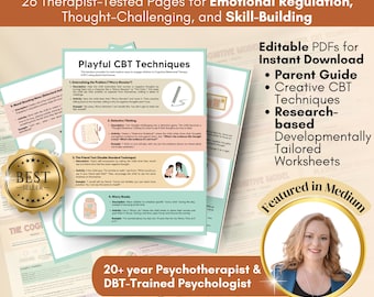 CBT Toolkit for Kids & Teens | Therapist Worksheets (Editable PDF)