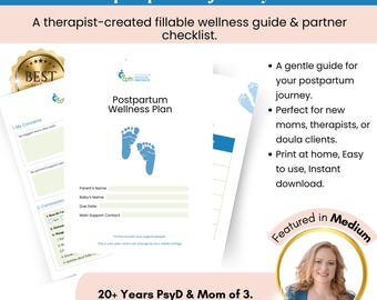 Postpartum Wellness Kit | New Mom Mental Health Guide & Partner Checklist (PDF Download)