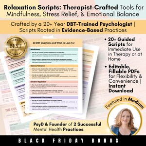 DBT Therapy & Relaxation Scripts, Therapist Tools (PDF Download)