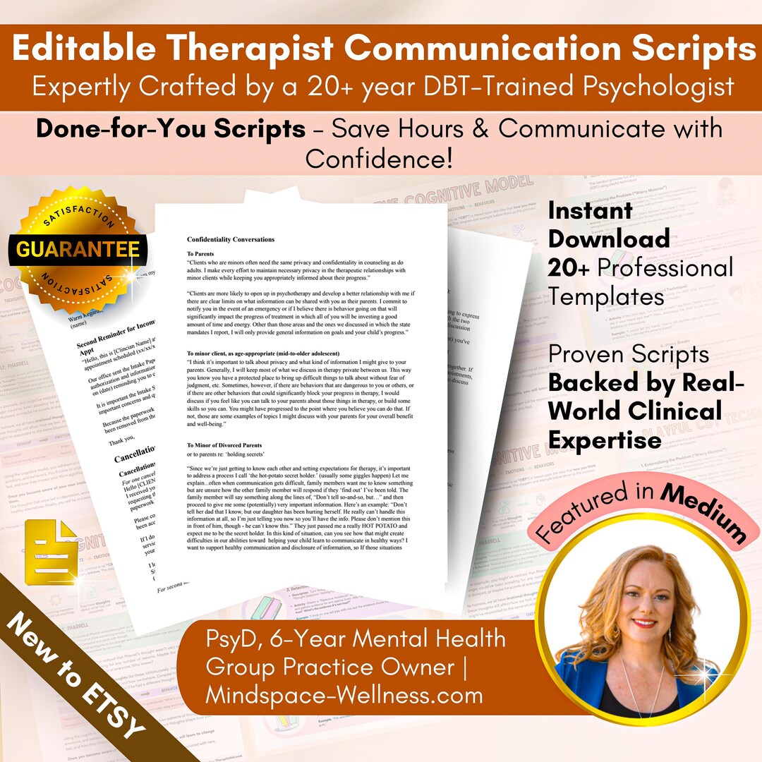 Therapist Communication Scripts Bundle – Editable Templates (instant ...