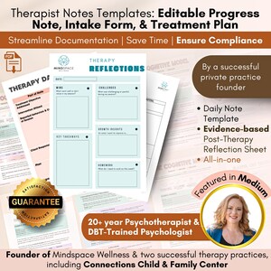 Therapist Notes Templates Bundle, Therapy Documentation Forms Clinical Forms Mental Health Intervention Notes Therapy Progress Note Sheets