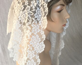 Ivory Stretch Lace Headcovering - Ready to Ship!