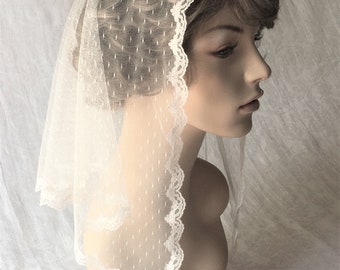 Ivory Sheer Lace-Edged Headcovering - Ready to Ship!