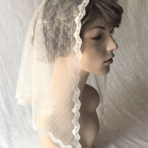 Ivory Sheer Lace-Edged Headcovering - Ready to Ship!