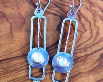 LIBERTY - Silver and copper Earrings with stone