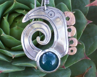 green EYE - Silver Earrings with stone