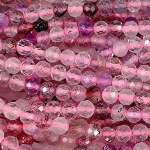 Grade AAA Genuine Pink purple super 7 seven Crystal Faceted Round Beads 15.5&quot; Strand 2mm 3mm 4mm