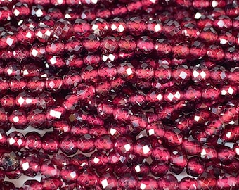 Grade AAA+ Genuine Natural Red Mozambique Garnet Faceted Round Beads 15.5&quot; Strand 2mm 3mm 4mm