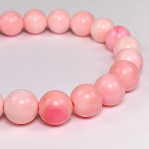 No Dyed High Quality Pink Queen Conch Stretch Bracelet: Natural Gemstone Stretch Bracelet (6mm 8mm 10mm 12mm 14mm ) Smooth Round