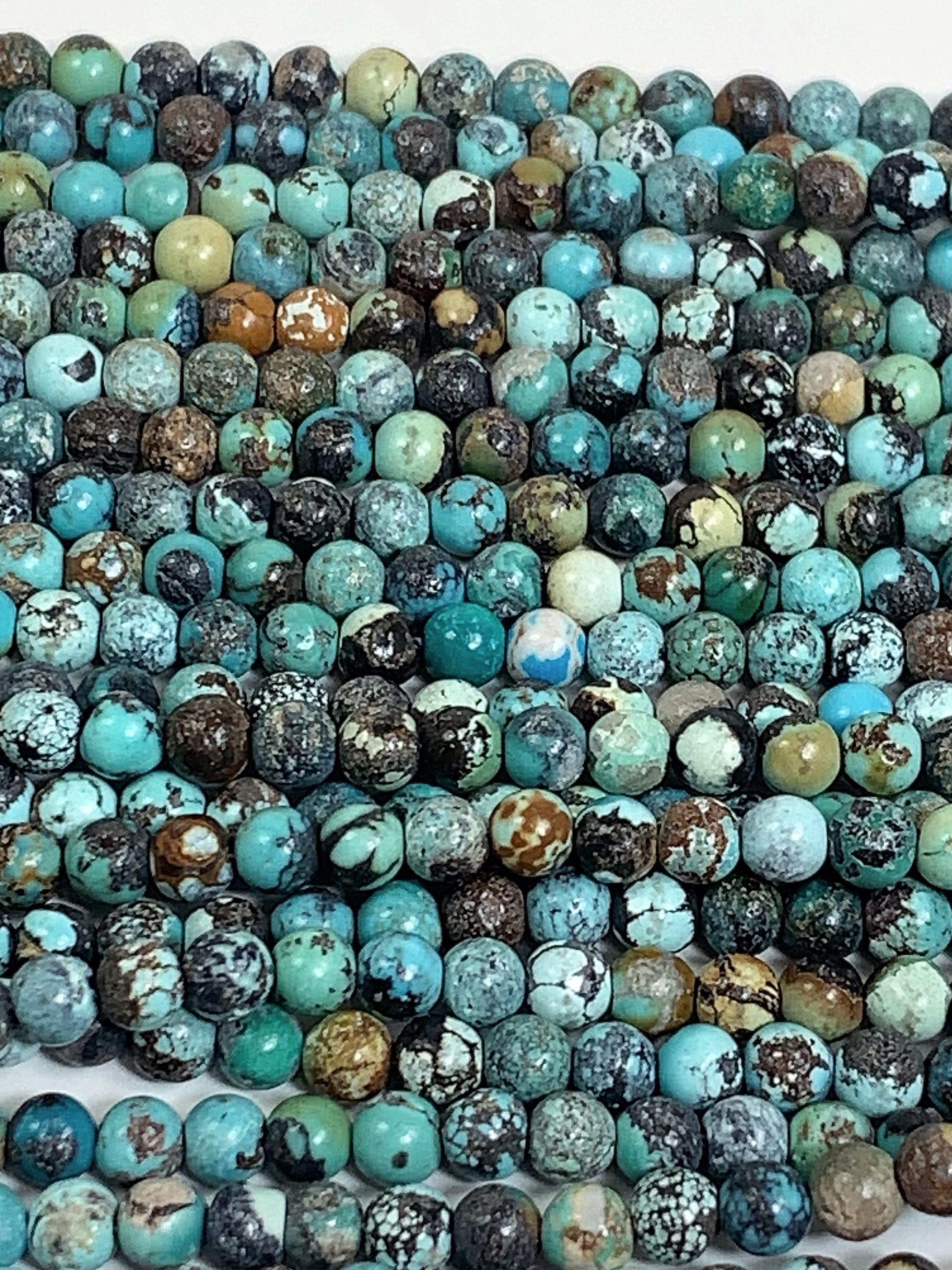 GEM-inside ラウンド型天然ターコイズビーズストランド 15インチ ジュエリーメイキングビーズ 2x4mm ブルー ABCD GEM-Inside 14mm 天然 古い ターコイズ 染め宝石 ルース ビーズ エネルギー パワー ラウンド ビーズ ジュエリー製作用 15インチ