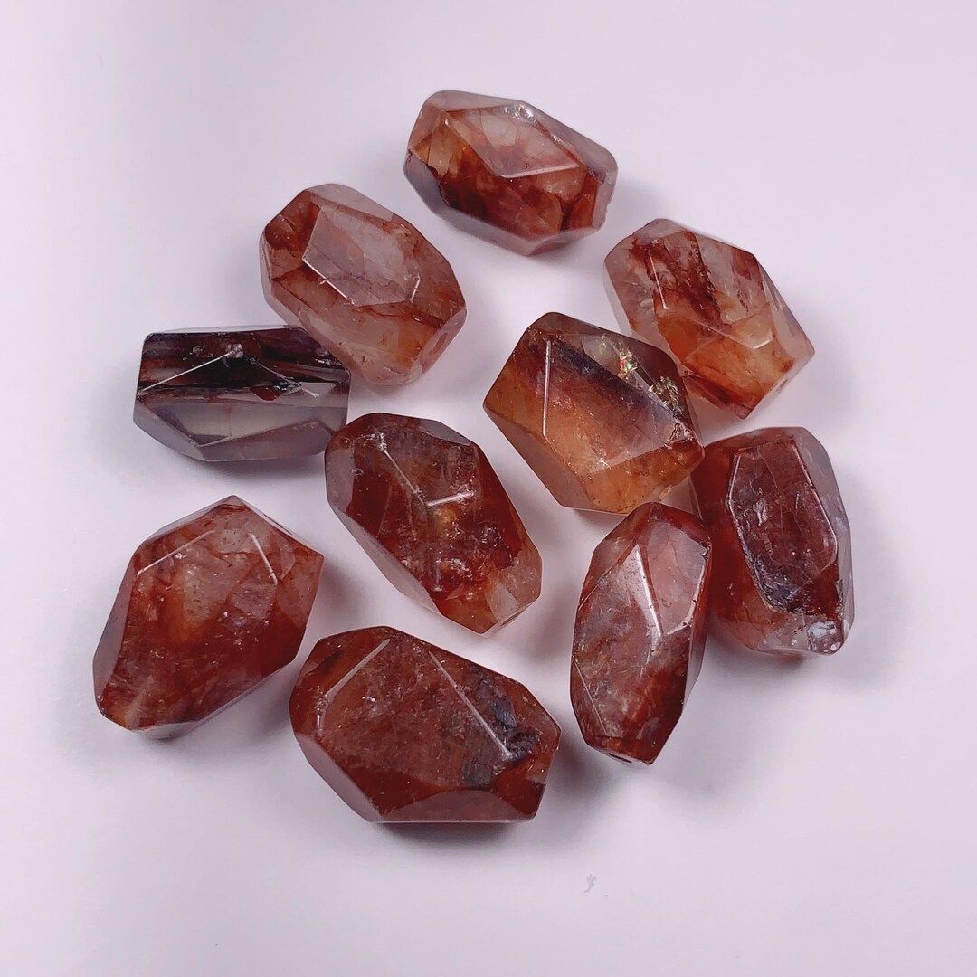 Crystal Rojoco 16-20mm Natural Deep Red Red Hematoid Quartz Free-form Cut Beads Loose ...